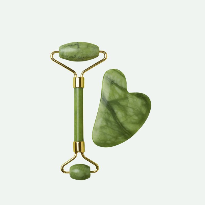 Glowra ™ Facial Beauty - Pack Of Jade Face Roller & Gua Sha