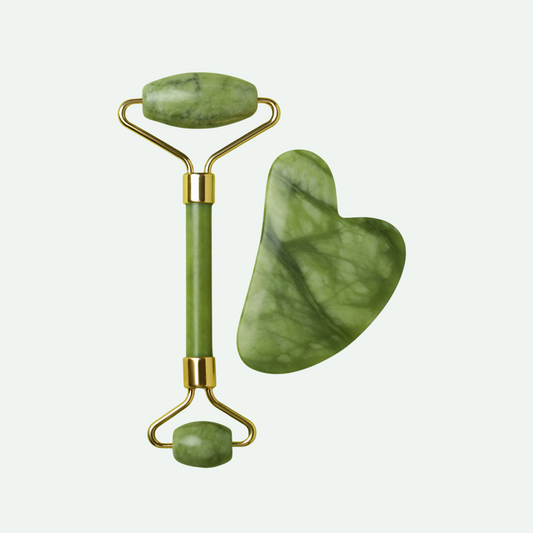Glowra ™ Facial Beauty - Pack Of Jade Face Roller & Gua Sha